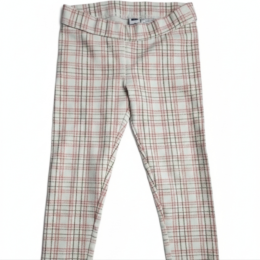 Janie and Jack Plaid Leggings with Button Detail – Size 5